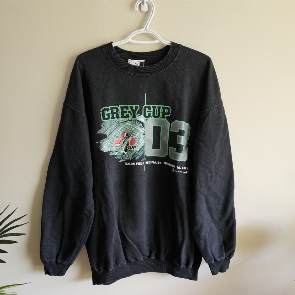 2003 Vintage GREY CUP Sweater Men Women Sweatshirt Large Saskatchewan CFL